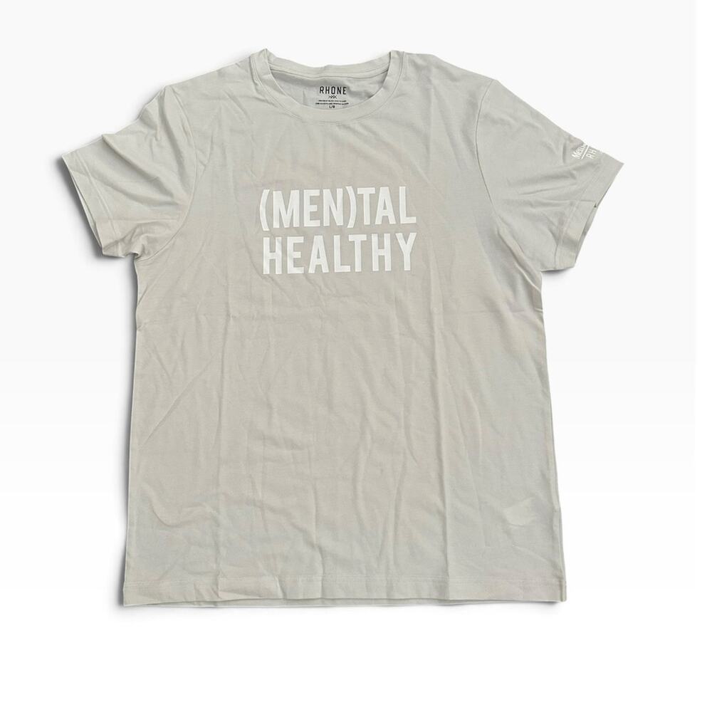 Rhone "(MEN)TAL HEALTHY" short sleeve graphic t-shirt size large color bone